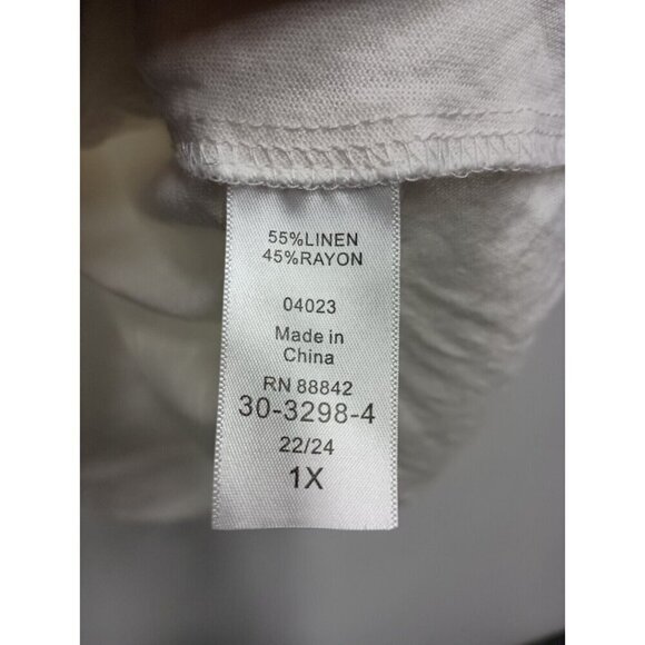 Woman Within Womens Sleeveles Top 1X White Linen Blend Button Up Lagenlook - Picture 4 of 7